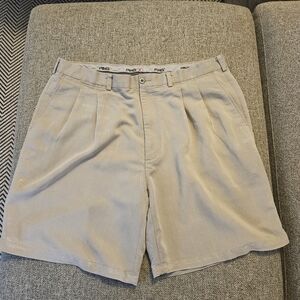 Ping Shorts Men's Size 40 Brown Chino Golf Pockets Pleated Logo Zip Fly Adult